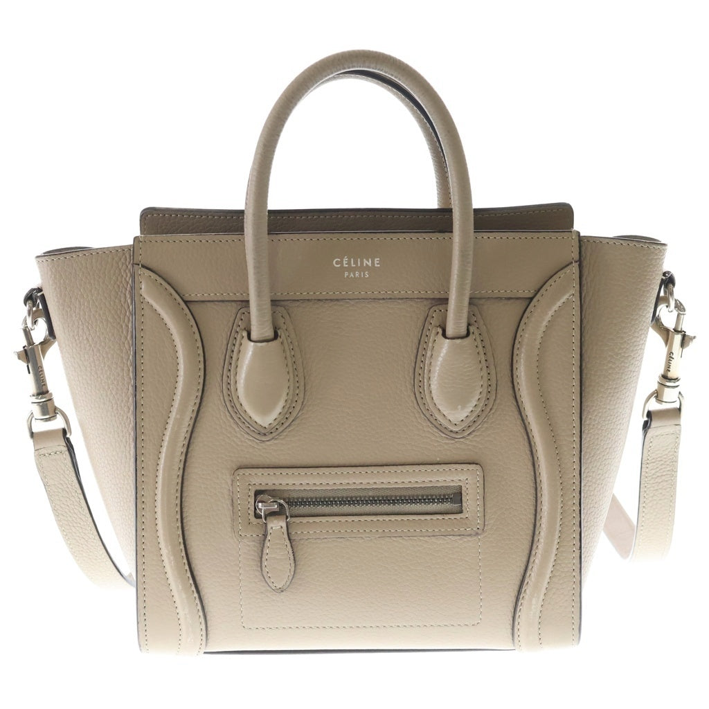 CELINE(セリーヌ) ラゲージ ナノ 2WAYバッグ ハンドバッグ ショルダーバッグ トートバッグ ベージュ レザー シルバー金具 レディース