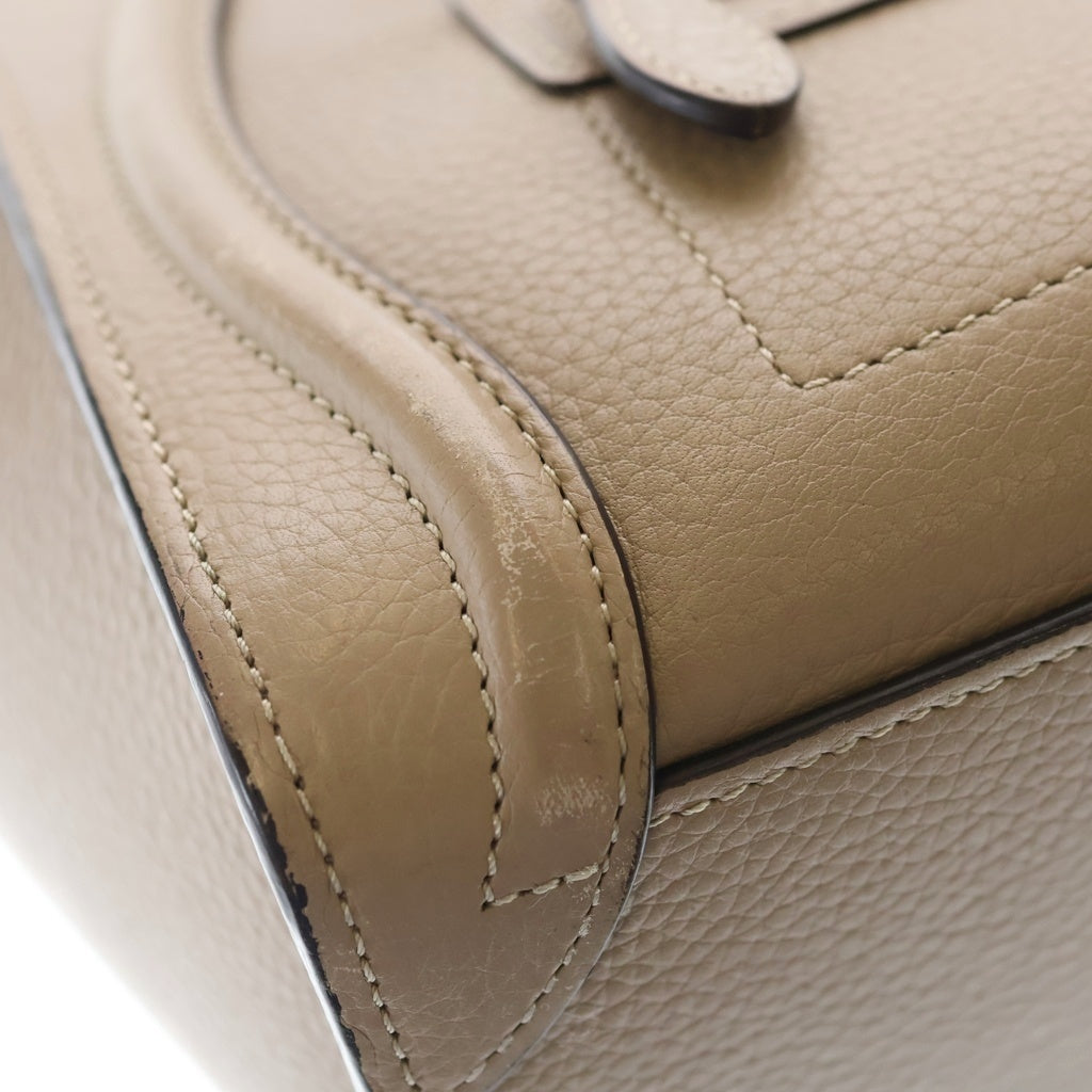 CELINE(セリーヌ) ラゲージ ナノ 2WAYバッグ ハンドバッグ ショルダーバッグ トートバッグ ベージュ レザー シルバー金具 レディース