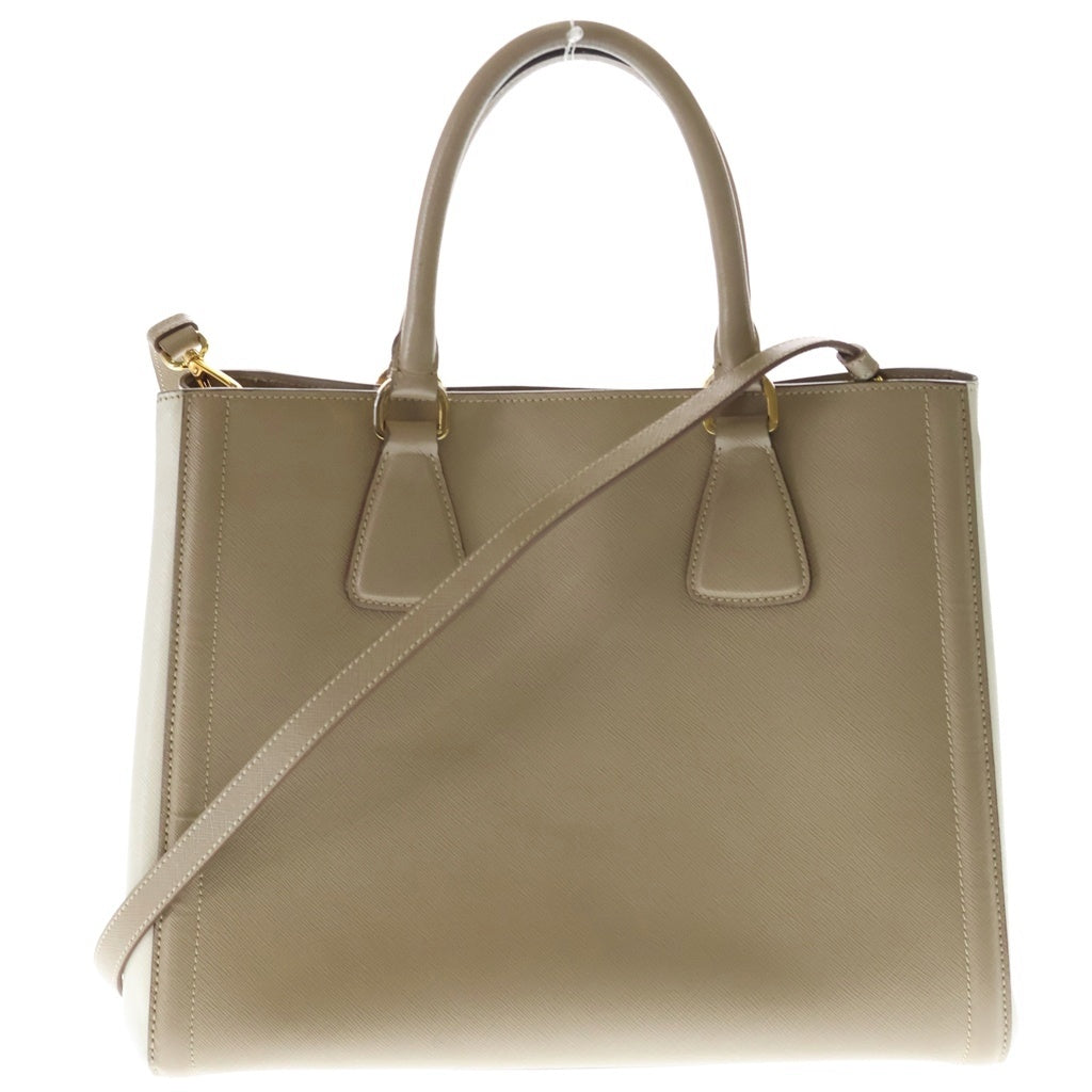 PRADA(プラダ) ガレリア 2WAYバッグ ハンドバッグ ショルダーバッグ ベージュ×アイボリー レザー 1BG007 ゴールド金具 レディース