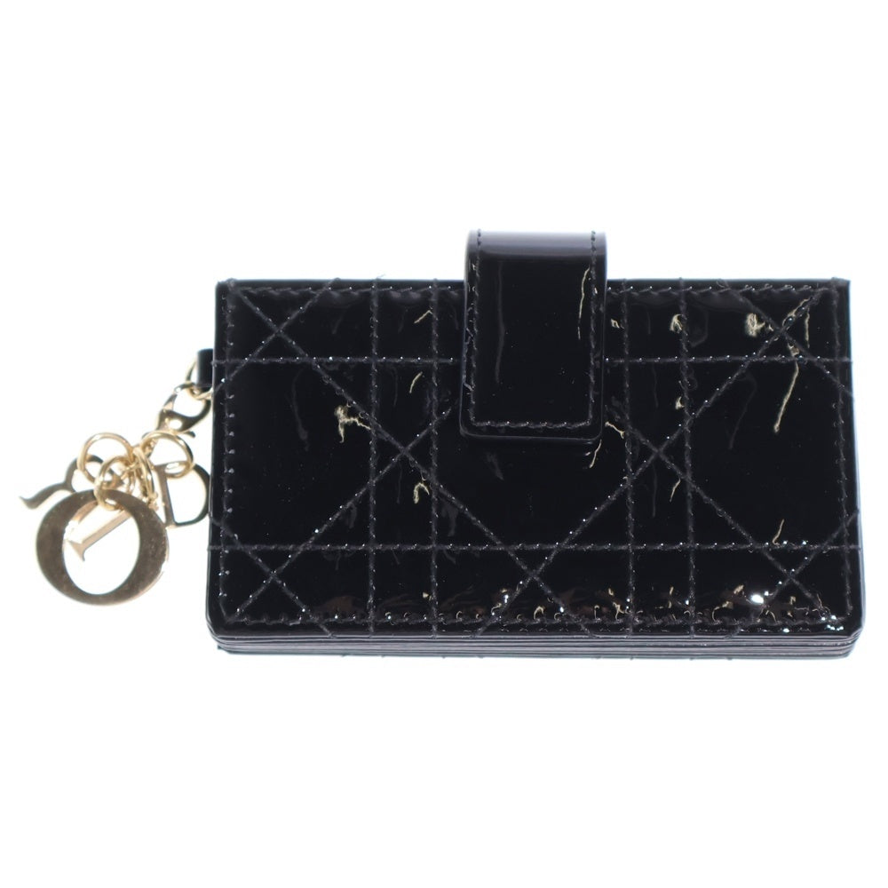 Christian Dior(クリスチャンディオール) カナージュ カードケース 名刺入れ ブラック パテント ゴールド金具