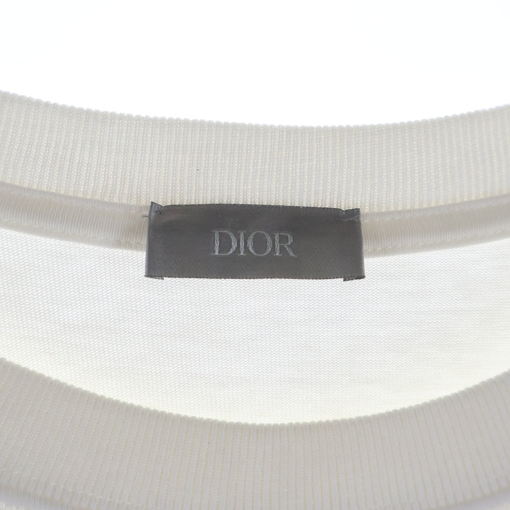 Christian Dior(クリスチャンディオール) フロント刺繍ロゴ 半袖Tシャツ ホワイト×シルバー L 293J659A0544