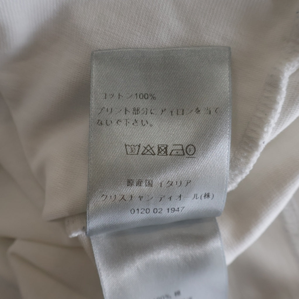Christian Dior(クリスチャンディオール) フロント刺繍ロゴ 半袖Tシャツ ホワイト×シルバー L 293J659A0544