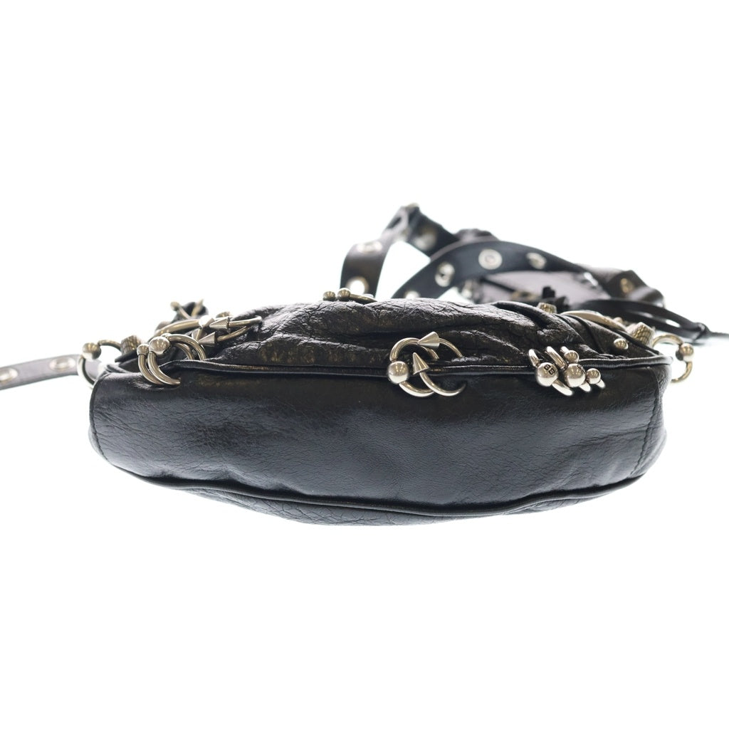 BALENCIAGA(バレンシアガ) ル・カゴールXS ピアス ショルダーバッグ ブラック レザー 671309 シルバー金具 レディース