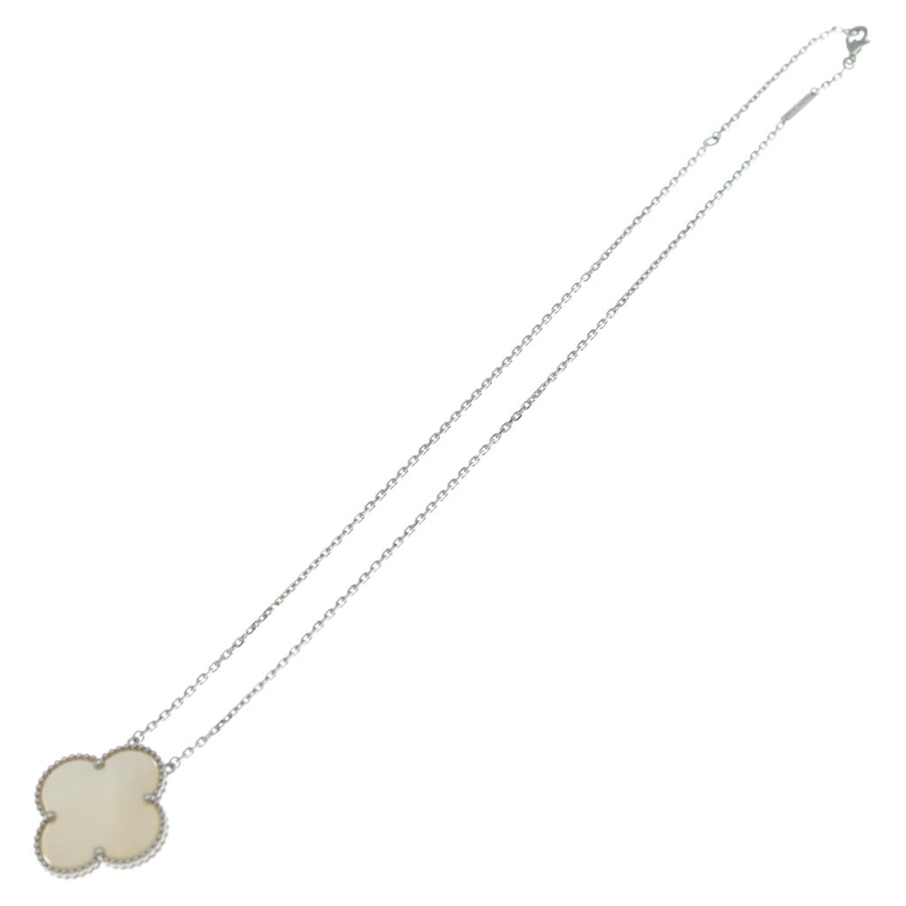 Van Cleef & Arpels(ヴァンクリーフアンドアーペル) マジックアルハンブラ ネックレス ペンダント チェーン マザーオブパール シルバー×ホワイト K18WG 10.8g VCARN32200 レディース