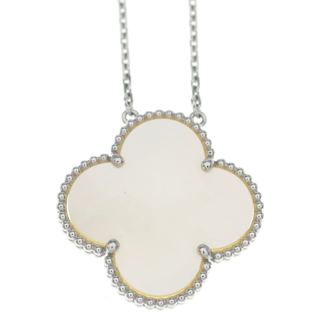 Van Cleef & Arpels(ヴァンクリーフアンドアーペル) マジックアルハンブラ ネックレス ペンダント チェーン マザーオブパール シルバー×ホワイト K18WG 10.8g VCARN32200 レディース