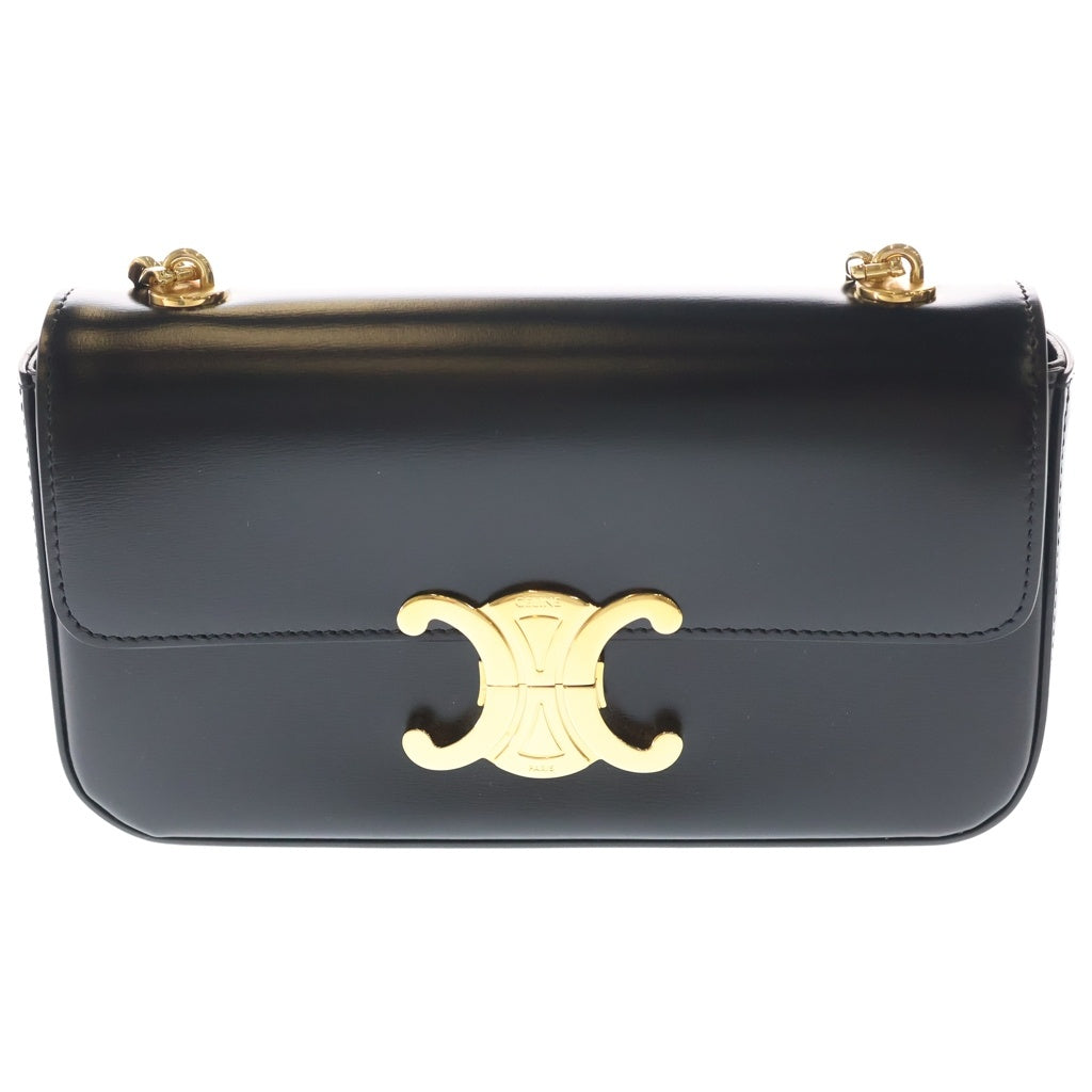 CELINE(セリーヌ) トリオンフ クロード チェーンショルダーバッグ ブラック レザー ゴールド金具 レディース