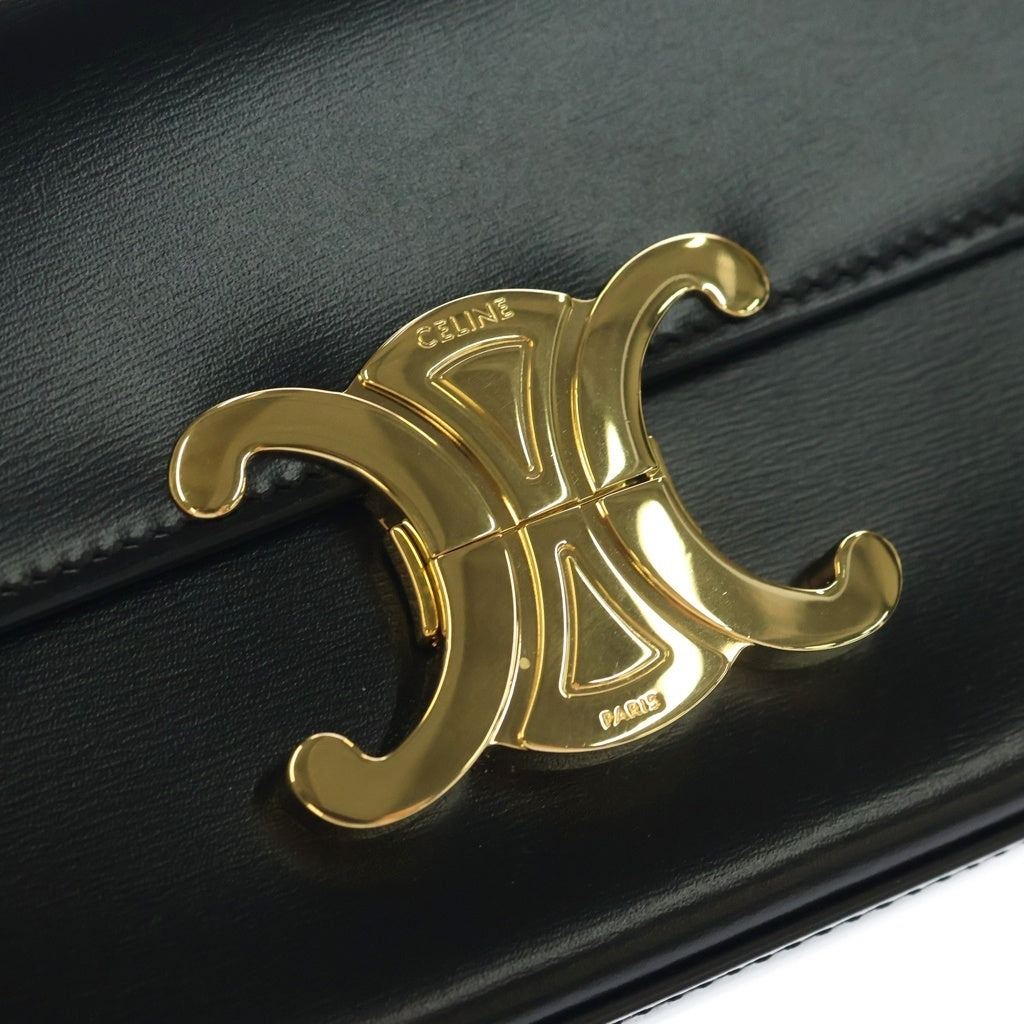 CELINE(セリーヌ) トリオンフ クロード チェーンショルダーバッグ ブラック レザー ゴールド金具 レディース