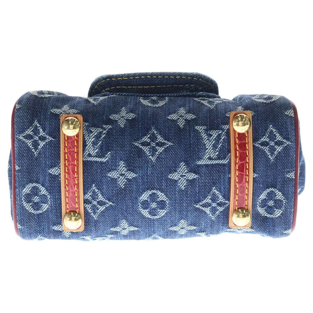 LOUIS VUITTON(ルイヴィトン) モノグラムデニム サックフェルモワール ハンドバッグ ミニバッグ インディゴブルー×レッド デニム×クロコ ゴールド金具