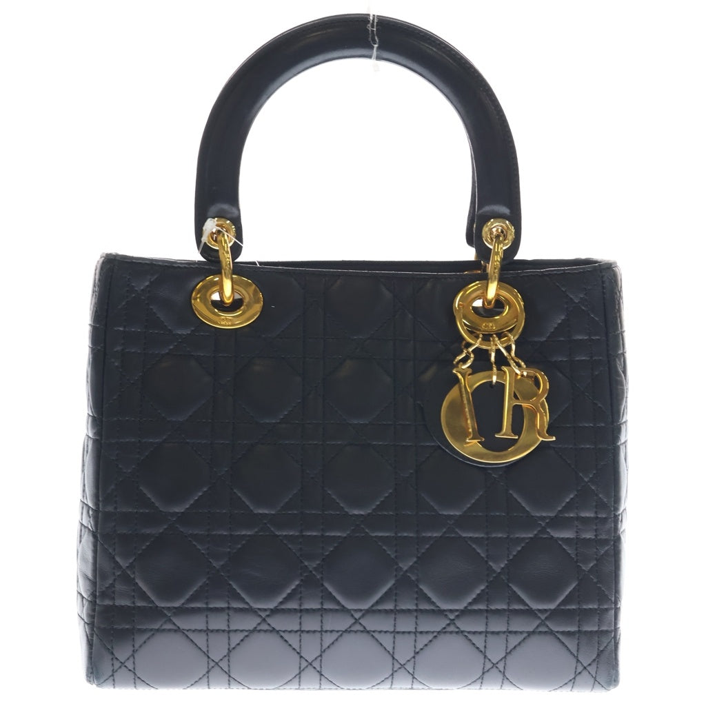 DIOR(ディオール) レディディオール ミディアム ハンドバッグ ブラック レザー ゴールド金具 レディース