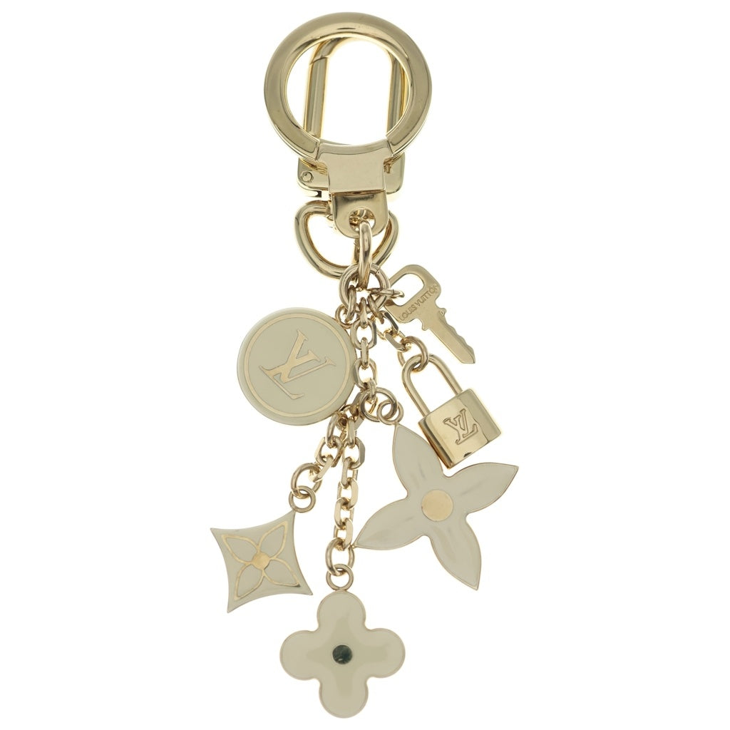 LOUIS VUITTON(ルイヴィトン) ポルトクレパンピーユ バッグチャーム キーリング キーホルダー ホワイト×ゴールド M91927 レディース