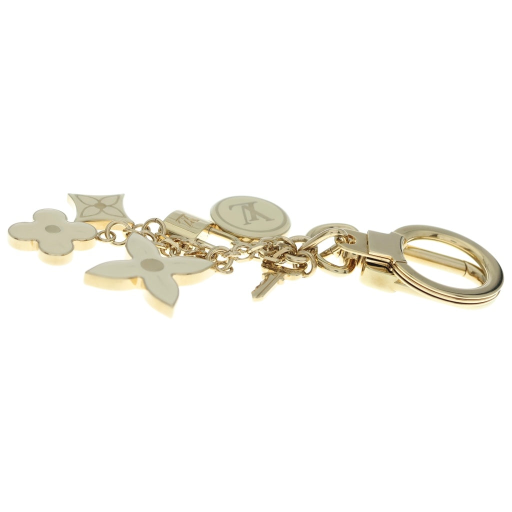 LOUIS VUITTON(ルイヴィトン) ポルトクレパンピーユ バッグチャーム キーリング キーホルダー ホワイト×ゴールド M91927 レディース