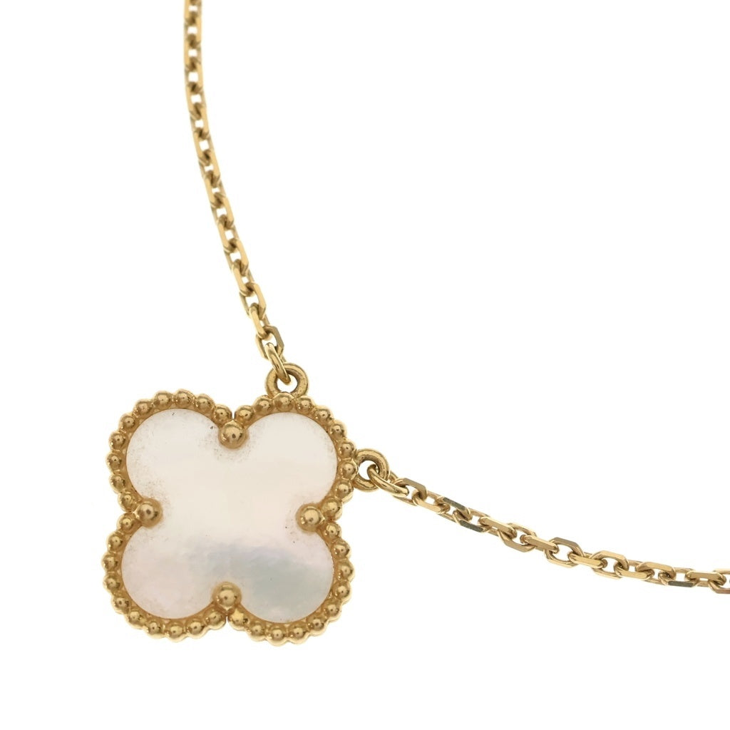 Van Cleef & Arpels(ヴァンクリーフアンドアーペル) ヴィンテージアルハンブラ マザーオブパール ネックレス ペンダント チェーン ゴールド×ホワイト Au750YG レディース
