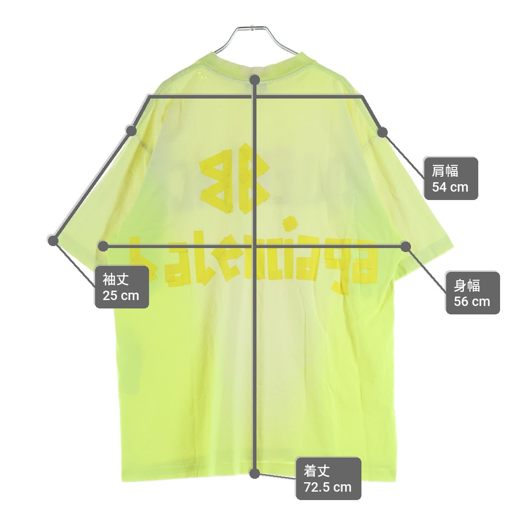 BALENCIAGA(バレンシアガ) 23SS Tape Type-Tshirt テープロゴ 半袖Tシャツ イエロー 739784 TOVA9