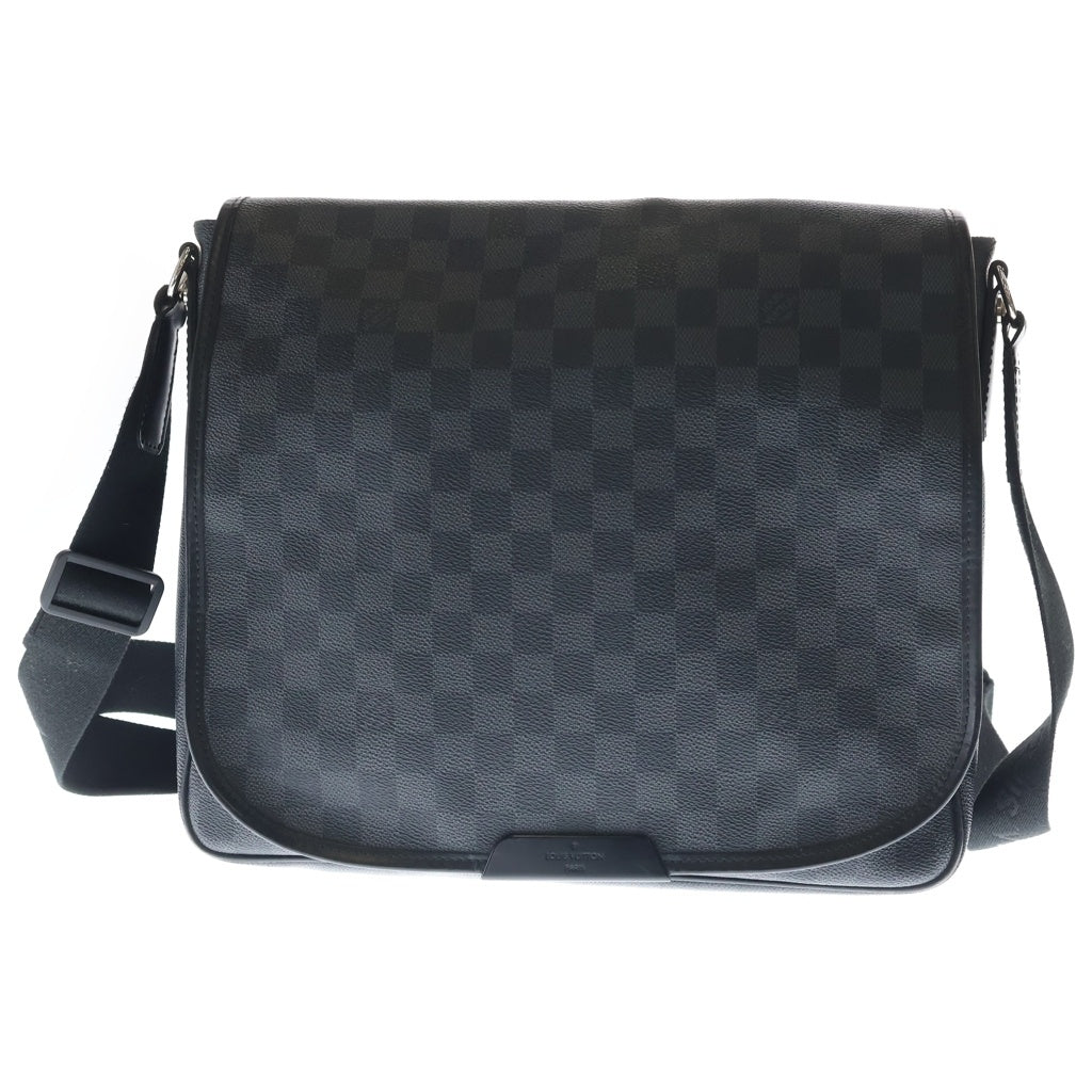 LOUIS VUITTON(ルイヴィトン) ダミエグラフィット ダニエルGM ショルダーバッグ ブラック レザー×PVC N58033 シルバー金具 レディース
