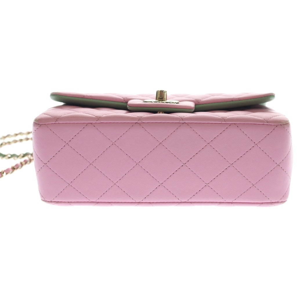 CHANEL(シャネル) トップハンドル ミニフラップバック チェーンショルダー ラムスキン ピンクAS2431 レディース
