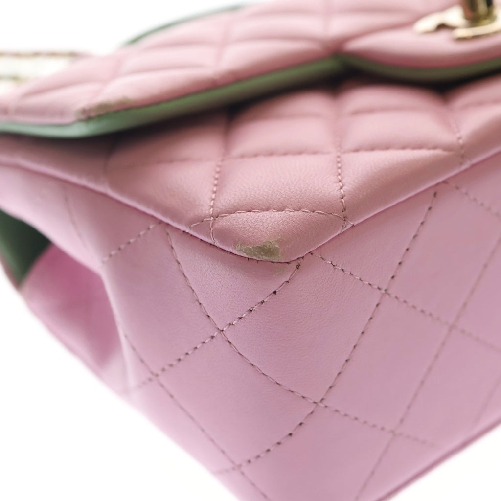 CHANEL(シャネル) トップハンドル ミニフラップバック チェーンショルダー ラムスキン ピンクAS2431 レディース