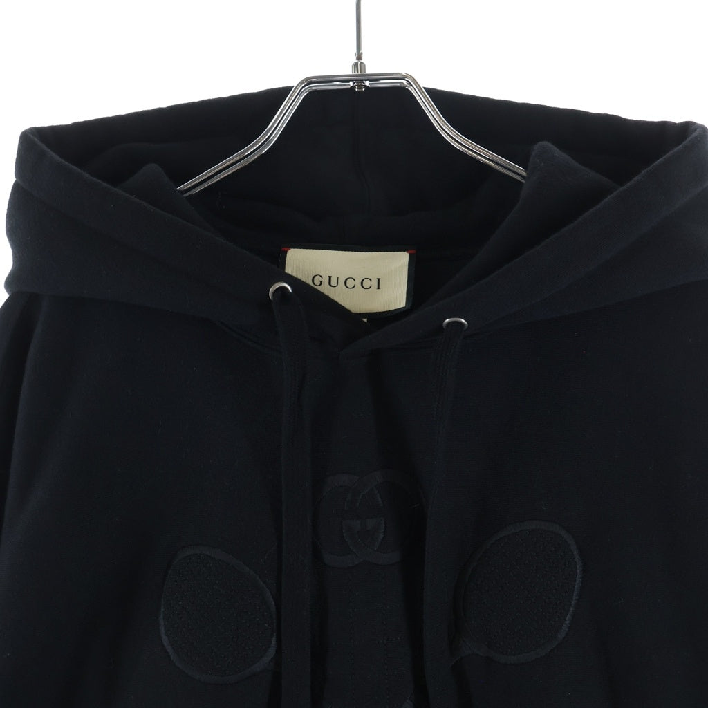 GUCCI(グッチ) テニス刺繍 パーカー フーディー ブラック #S 560502 XJBCQ