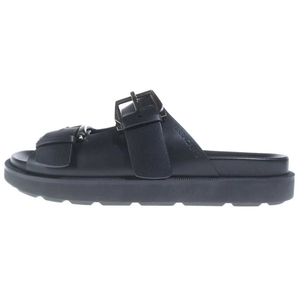 Salvatore Ferragamo(サルヴァトーレ フェラガモ) ダブルストラップ レザー 厚底 サンダル シューズ #7 ブラック