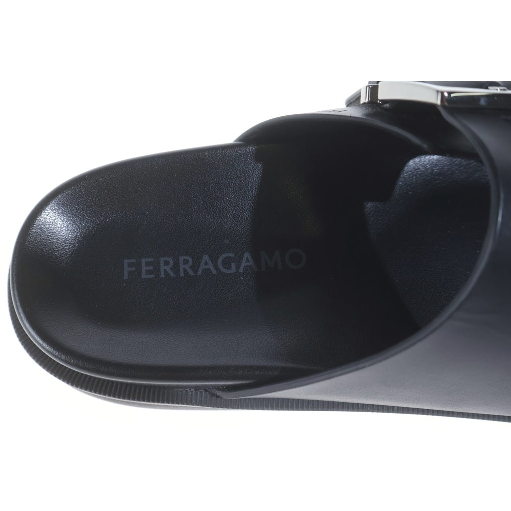 Salvatore Ferragamo(サルヴァトーレ フェラガモ) ダブルストラップ レザー 厚底 サンダル シューズ #7 ブラック