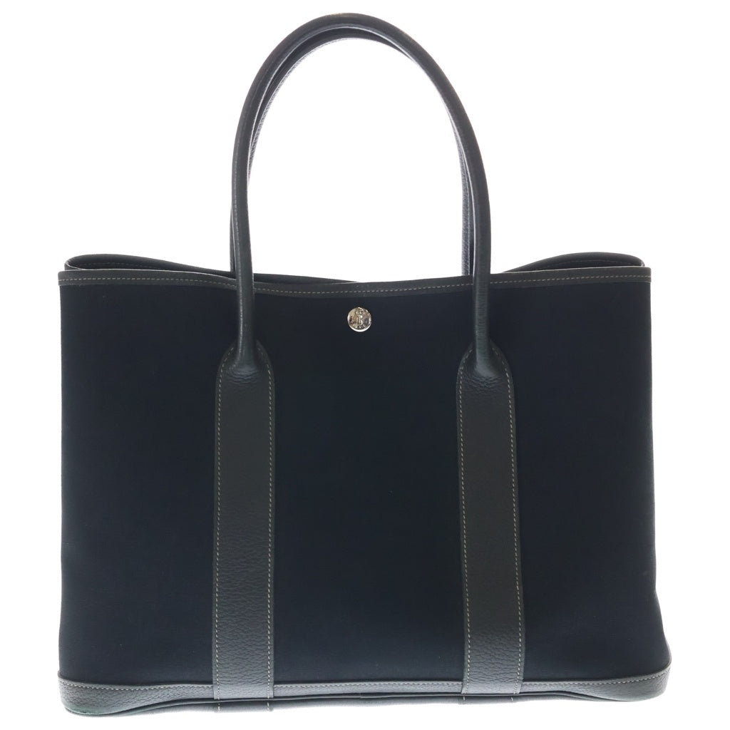 HERMES(エルメス) ガーデンパーティPM トートバッグ ハンドバッグ ブラック トワルアッシュ×ネゴンダ □L刻印 シルバー金具 レディース