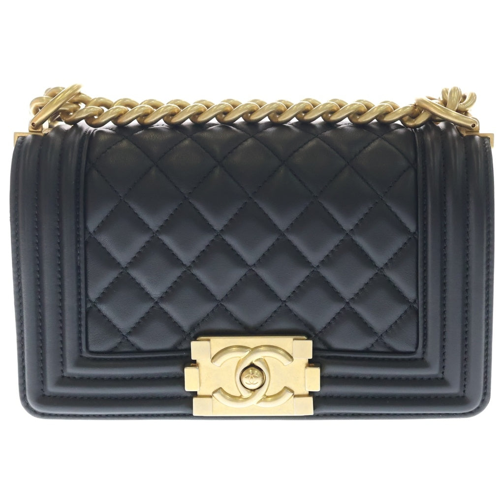CHANEL(シャネル) ボーイシャネル マトラッセ ココマーク スモール ゴールド金具 ラムスキン ブラック A67085 レディース