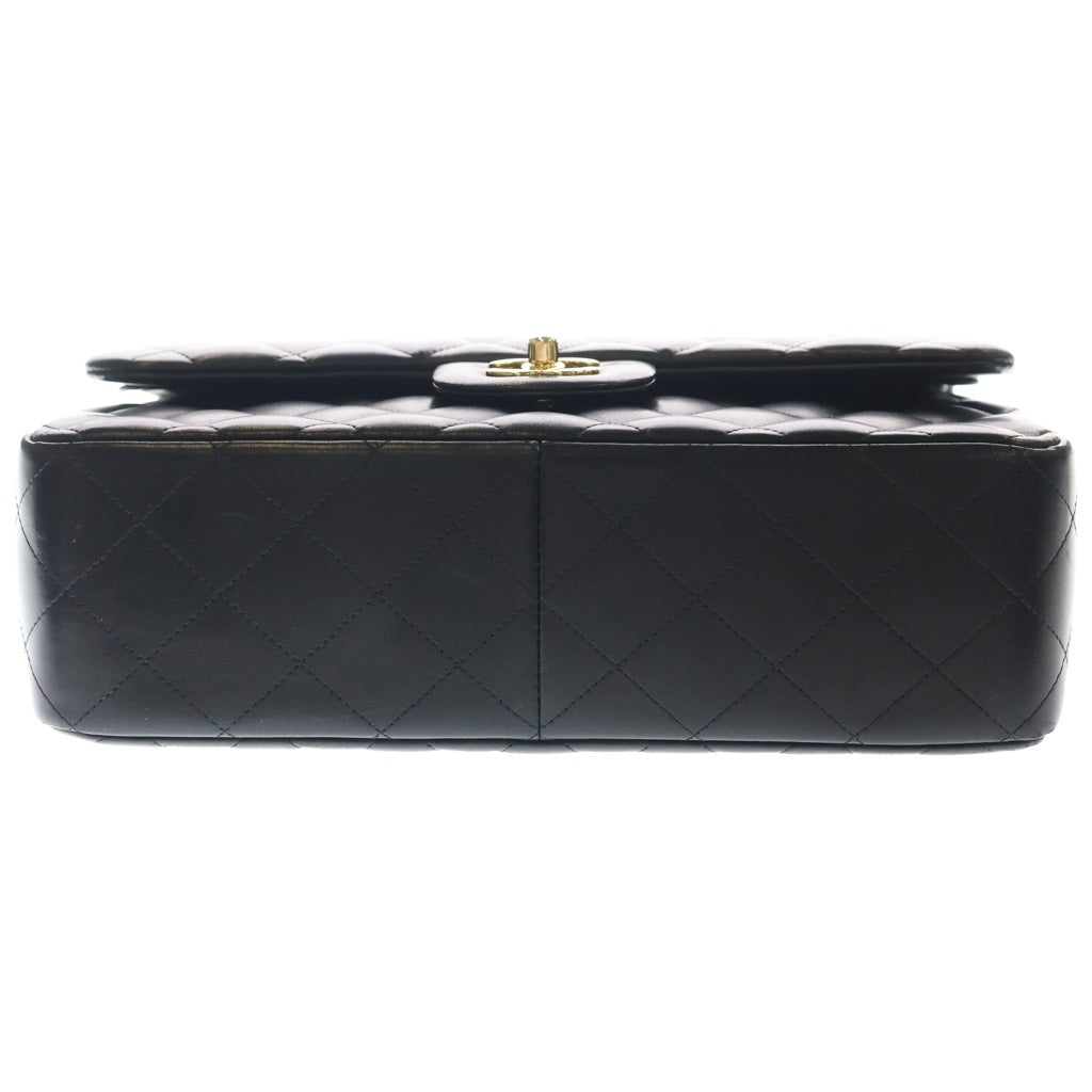 CHANEL(シャネル) デカマトラッセ30 ラムスキン レザー Wフラップ Wチェーン ショルダーバッグ ゴールド金具 ブラック 14番台 レディース