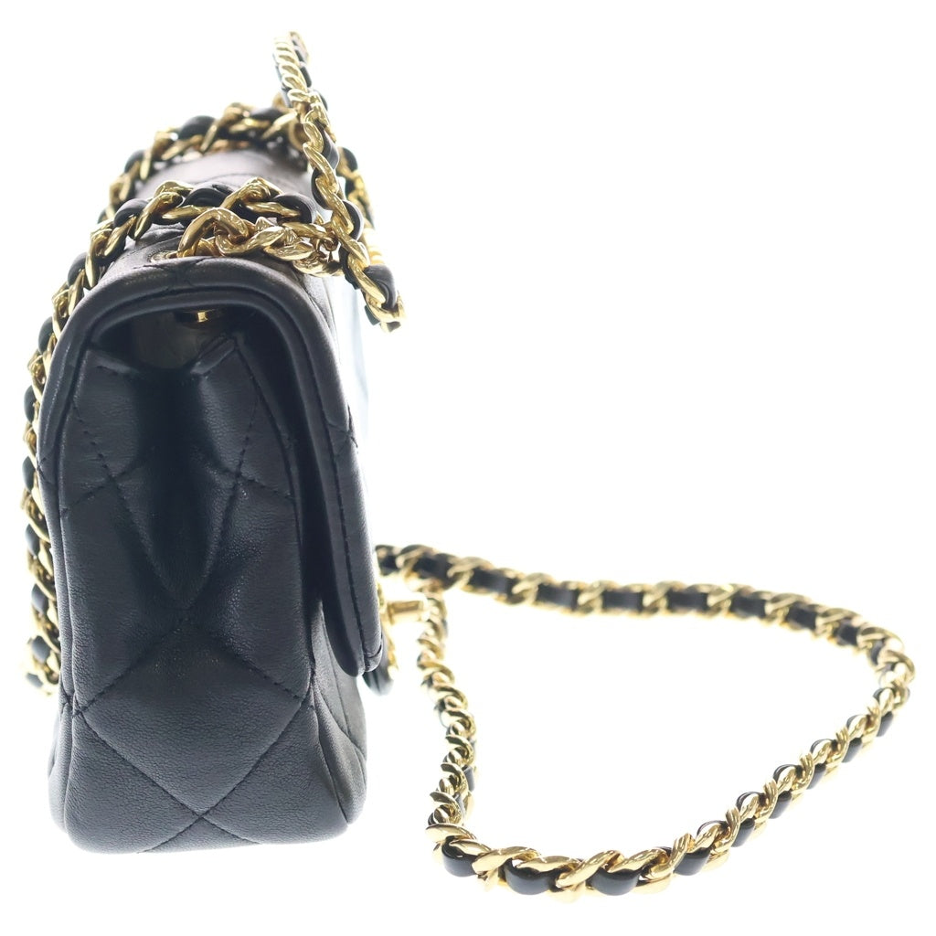 CHANEL(シャネル) ミニマトラッセ トップハンドル チェーンショルダーバッグ ミニバッグ ブラック ラムスキン AS3748 ゴールド金具 レディース