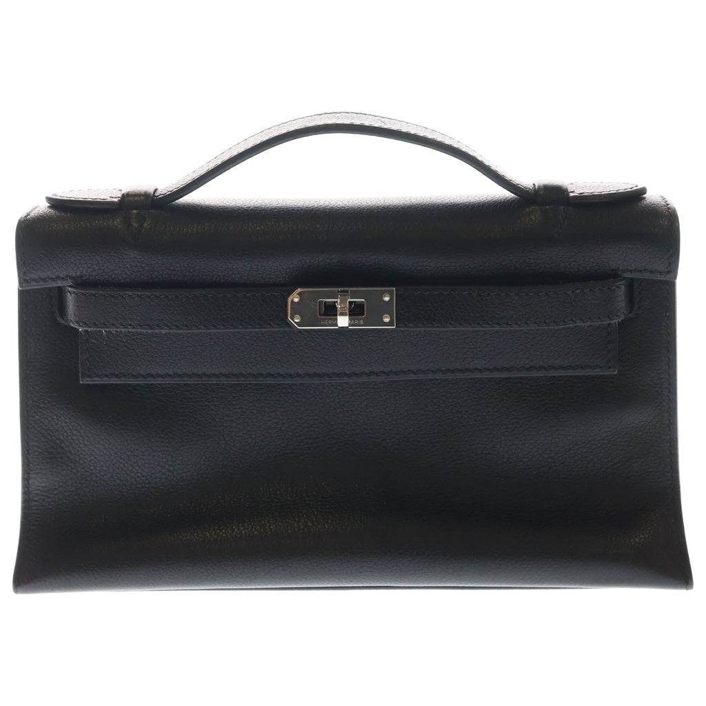 HERMES(エルメス) ポシェットケリー エバーグレイン ハンドバッグ クラッチバッグ セカンドバッグ □J刻印 ノワール ブラック レディース