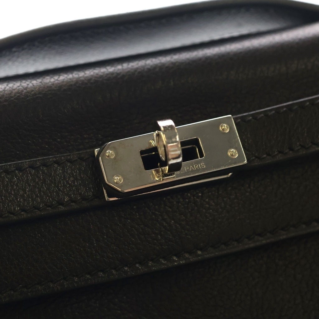 HERMES(エルメス) ポシェットケリー エバーグレイン ハンドバッグ クラッチバッグ セカンドバッグ □J刻印 ノワール ブラック レディース