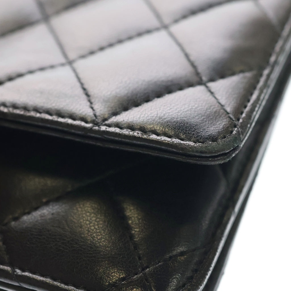 CHANEL(シャネル) ココマーク マトラッセ ラムスキン シルバー金具 チェーンウォレット ショルダーバッグ ブラック レディース