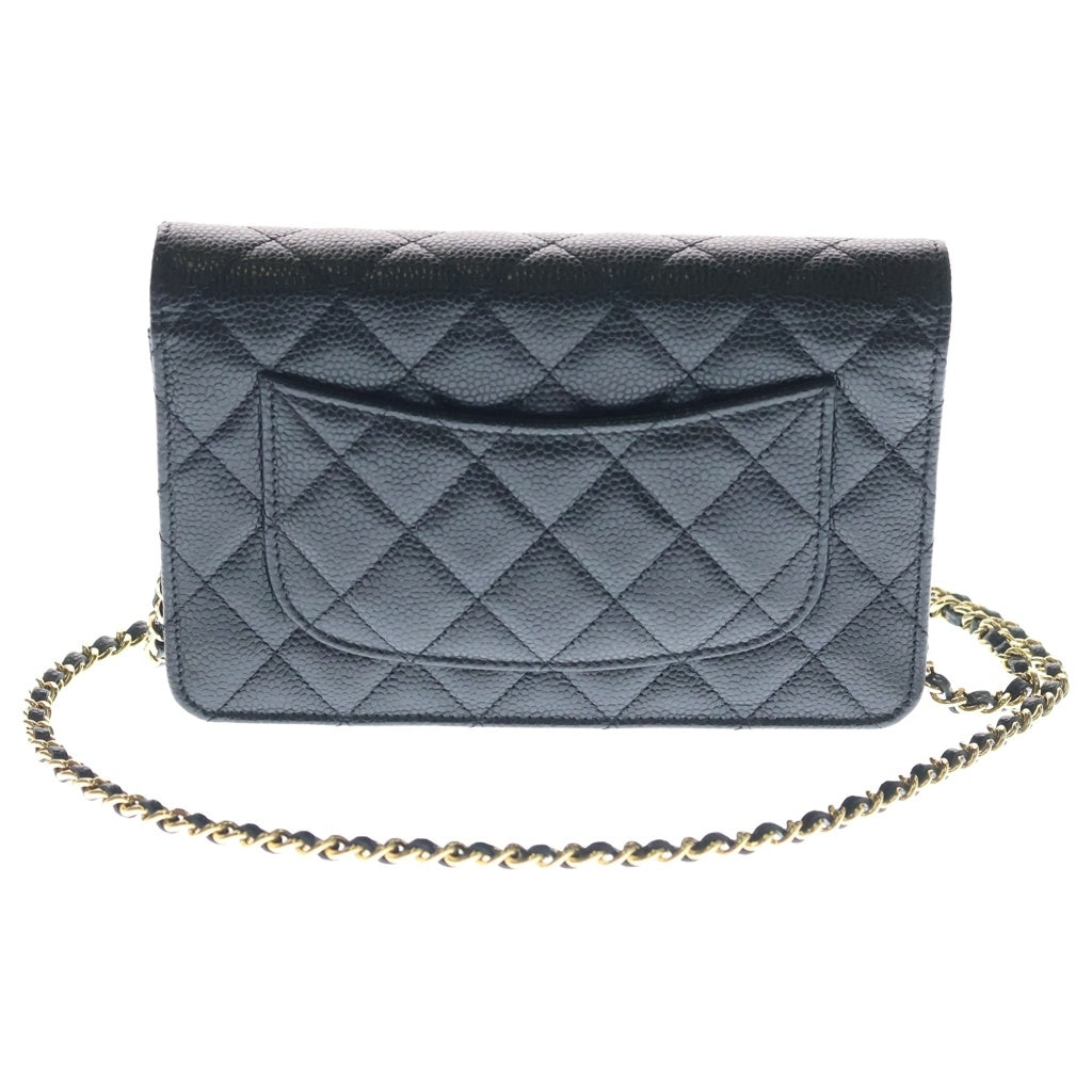 CHANEL(シャネル) マトラッセ チェーンショルダーウォレット ショルダーバッグ ブラック キャビアスキン AP0250 ゴールド金具 レディース
