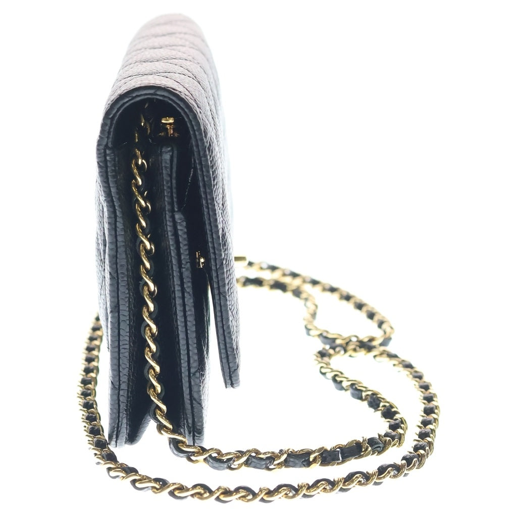 CHANEL(シャネル) マトラッセ チェーンショルダーウォレット ショルダーバッグ ブラック キャビアスキン AP0250 ゴールド金具 レディース