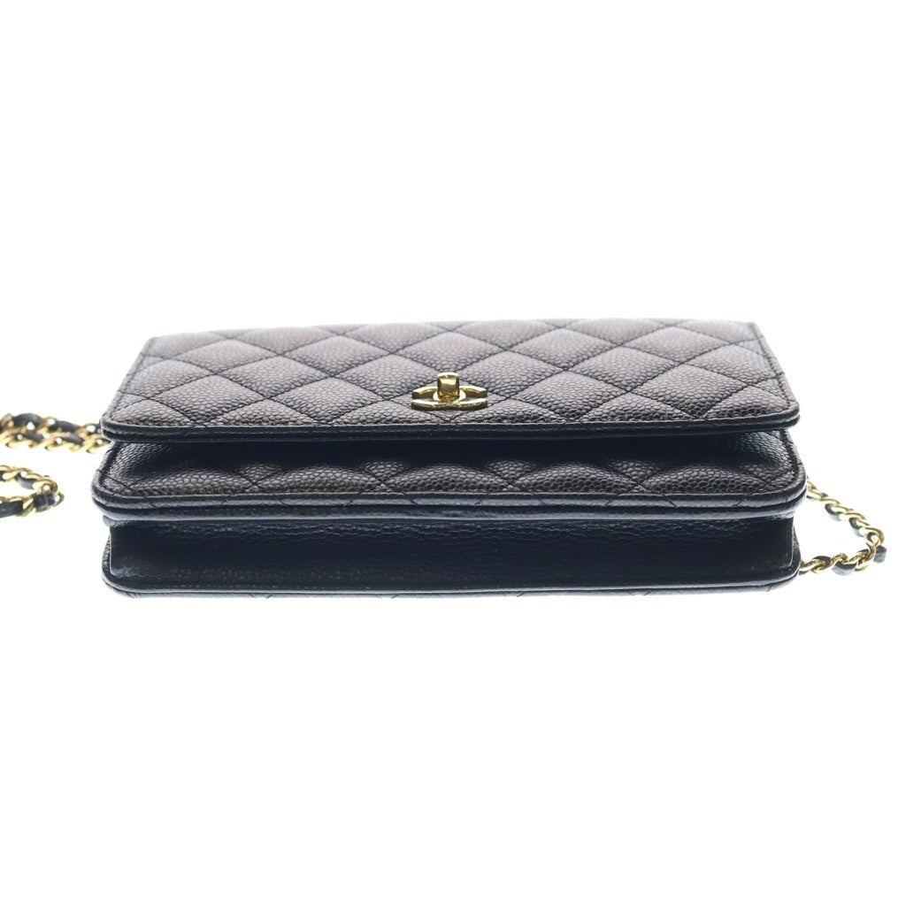 CHANEL(シャネル) マトラッセ チェーンショルダーウォレット ショルダーバッグ ブラック キャビアスキン AP0250 ゴールド金具 レディース