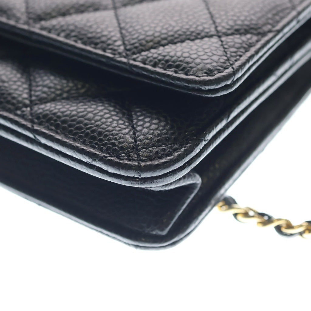 CHANEL(シャネル) マトラッセ チェーンショルダーウォレット ショルダーバッグ ブラック キャビアスキン AP0250 ゴールド金具 レディース