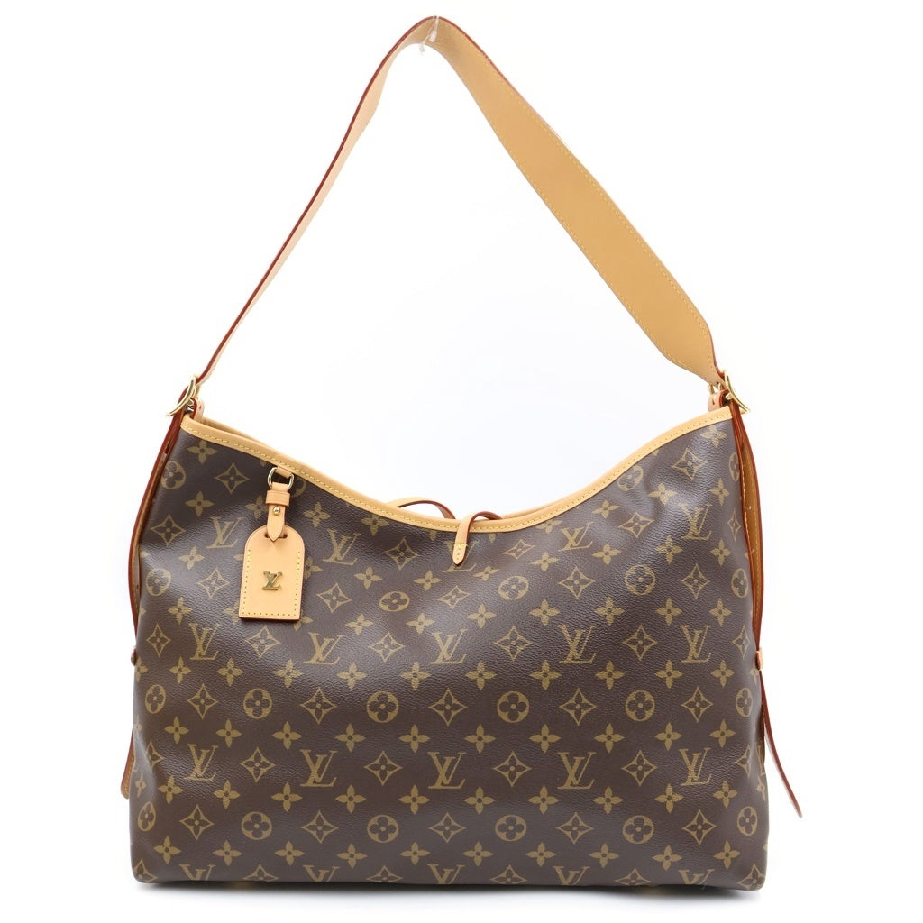 LOUIS VUITTON(ルイヴィトン) モノグラム キャリーオールNM MM ショルダーバッグ ブラウン レザー×PVC M46197 ゴールド金具 レディース