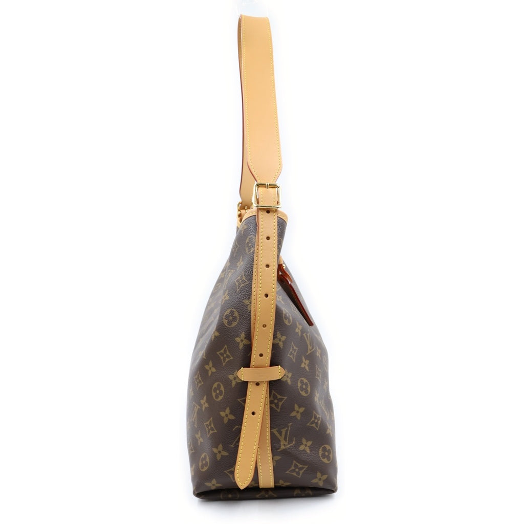 LOUIS VUITTON(ルイヴィトン) モノグラム キャリーオールNM MM ショルダーバッグ ブラウン レザー×PVC M46197 ゴールド金具 レディース