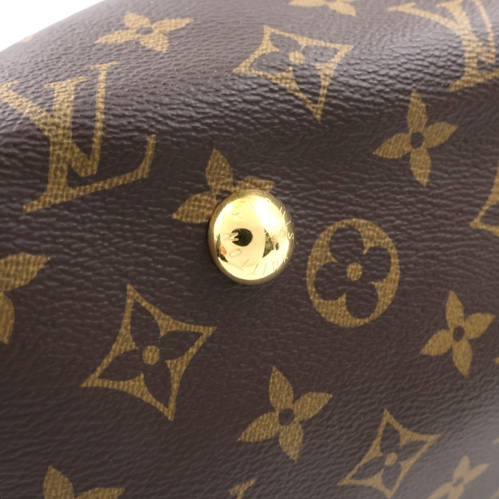 LOUIS VUITTON(ルイヴィトン) モノグラム キャリーオールNM MM ショルダーバッグ ブラウン レザー×PVC M46197 ゴールド金具 レディース