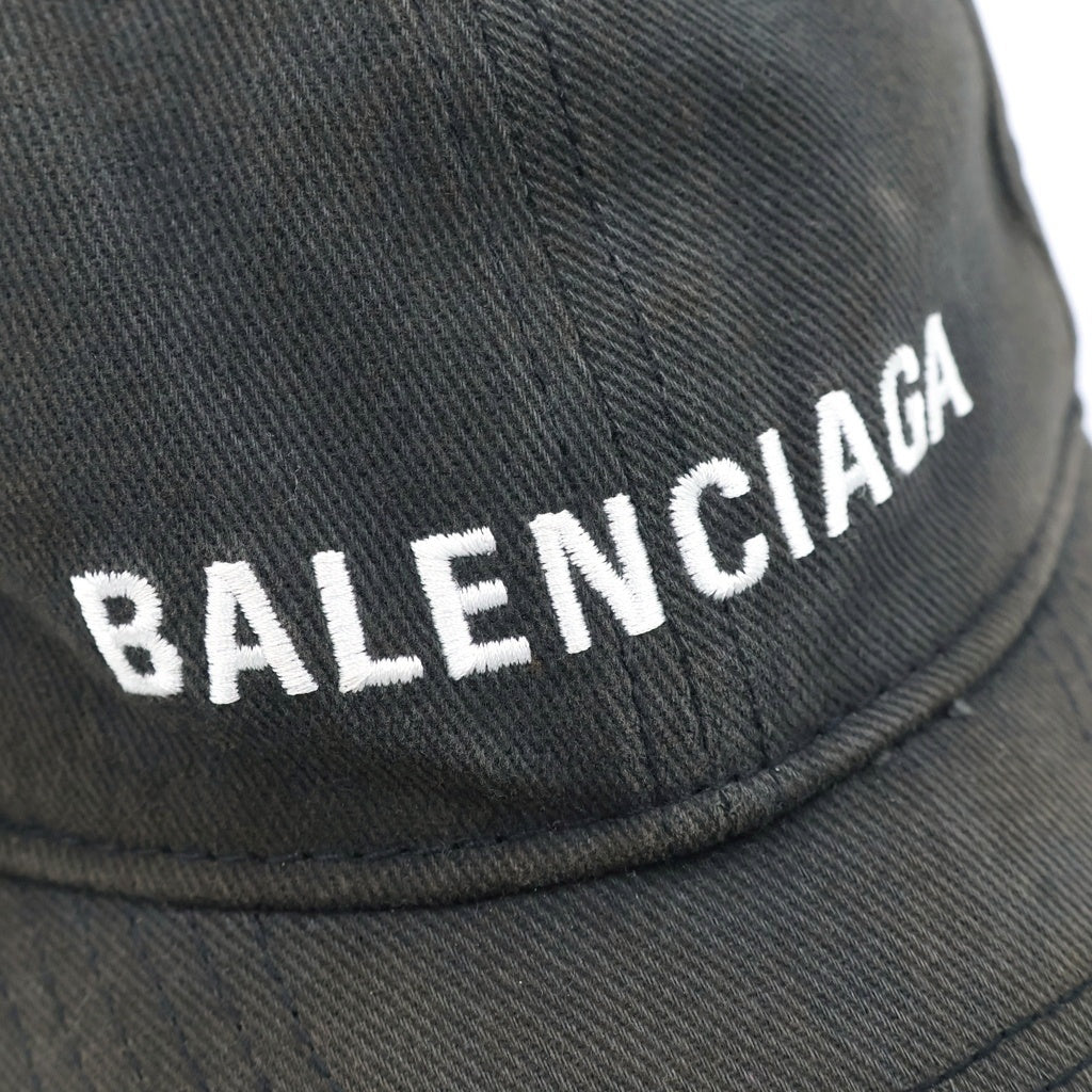 BALENCIAGA(バレンシアガ) ロゴ刺繍 コットン ベースボールキャップ 帽子 #L ブラック