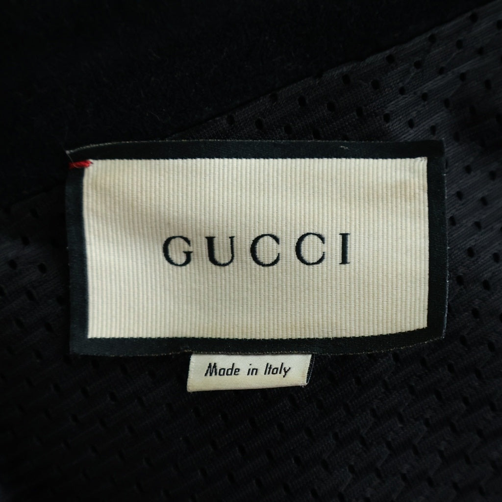 GUCCI(グッチ) 20SS フロントロゴ シャニエールジャケット コットン ベロア ジップアップ ブルゾン #L ブラック 595533 XJBTD