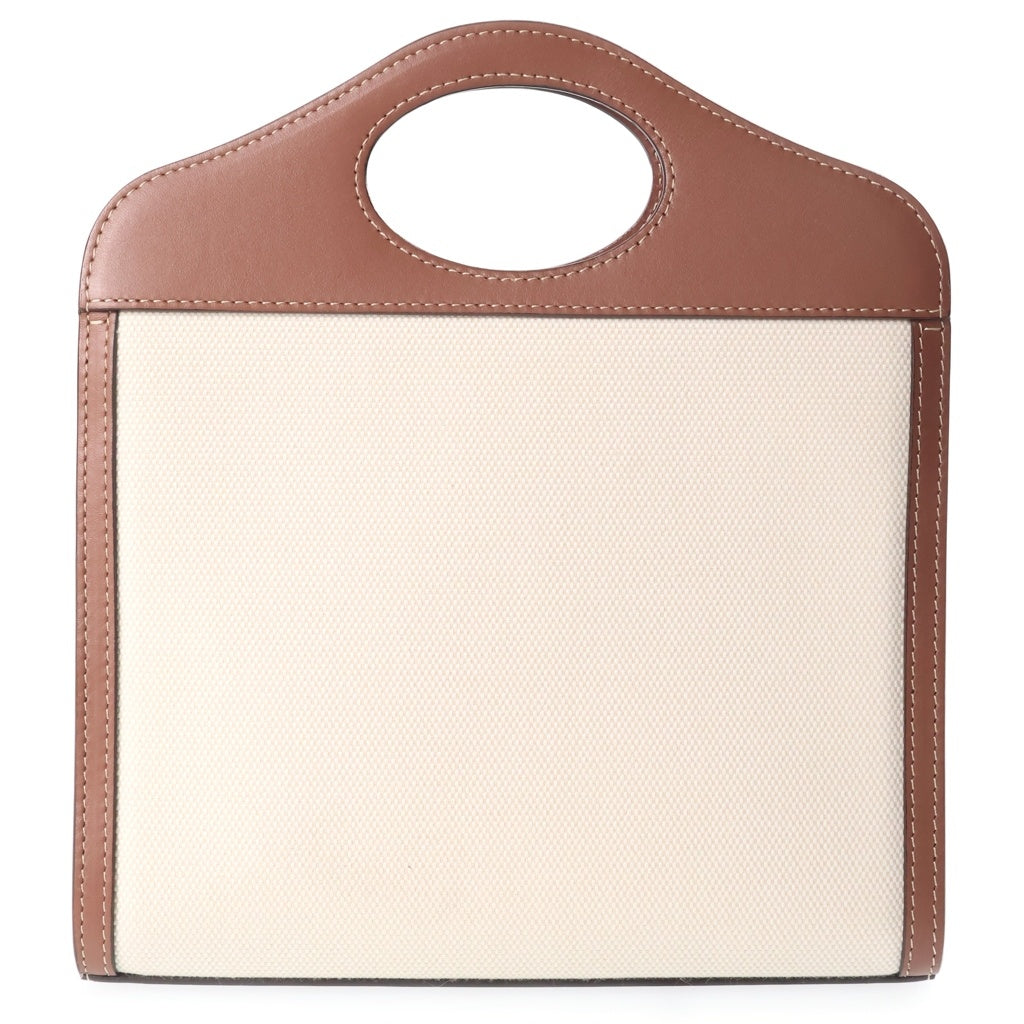BURBERRY(バーバリー) ミニポケットバッグ キャンバス×レザー 2WAY ハンドバッグ ショルダーバッグ ブラウン/アイボリー レディース