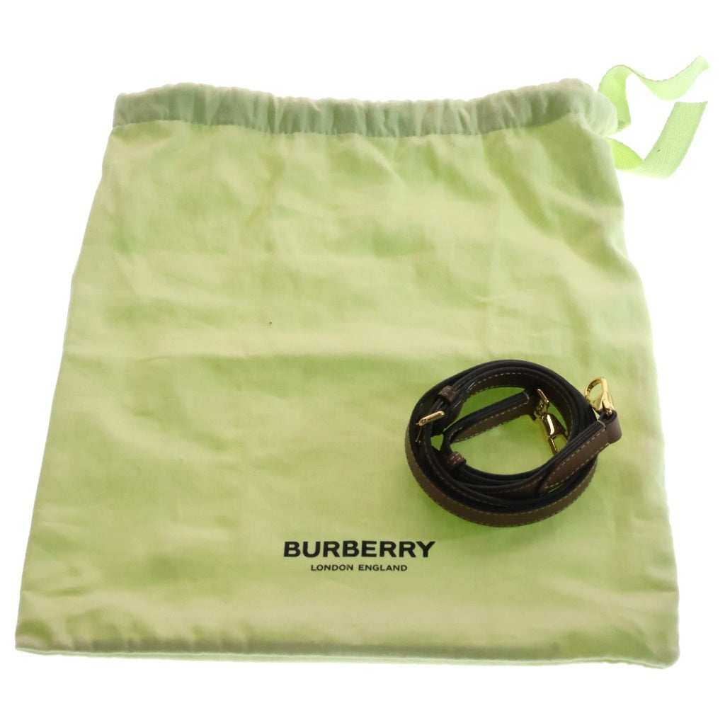 BURBERRY(バーバリー) ミニポケットバッグ キャンバス×レザー 2WAY ハンドバッグ ショルダーバッグ ブラウン/アイボリー レディース