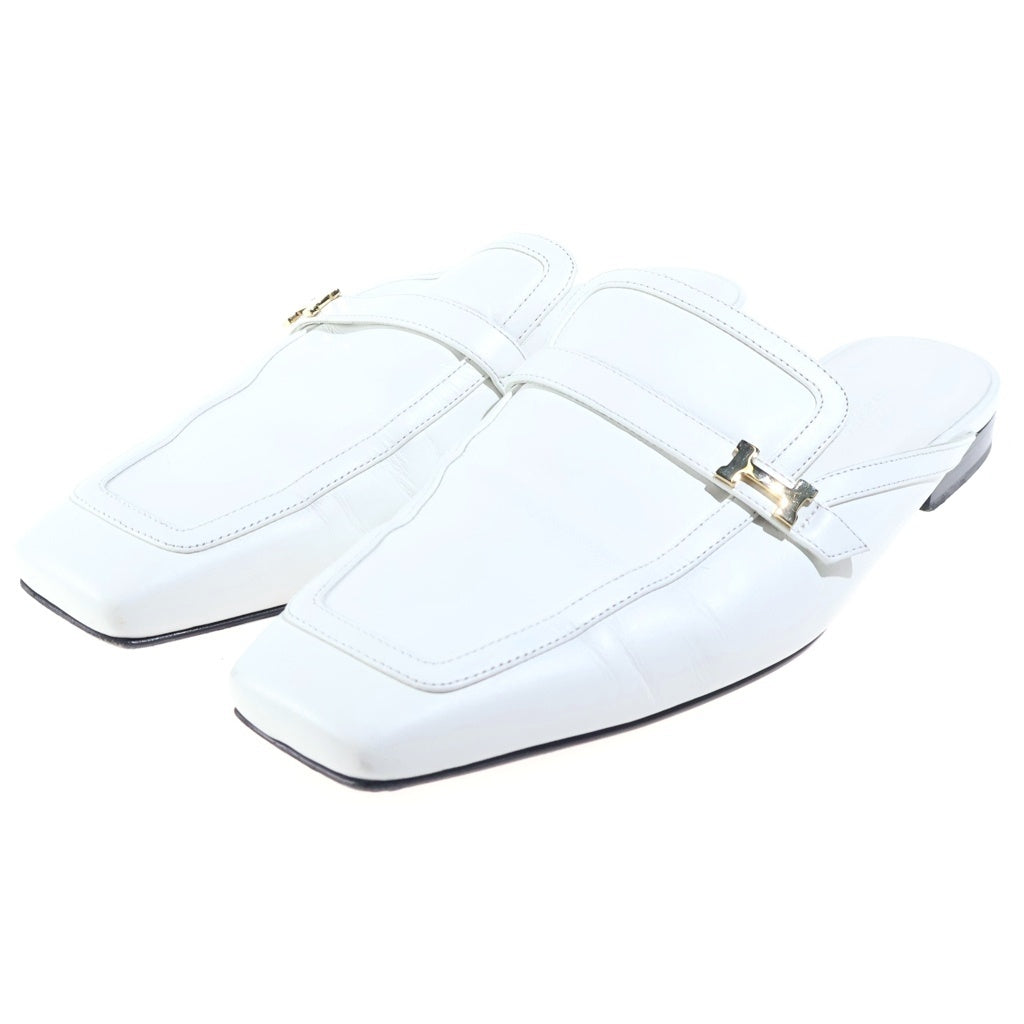 HERMES(エルメス) グルーピー レザーサンダル ホワイト #40 ゴールド金具 レディース