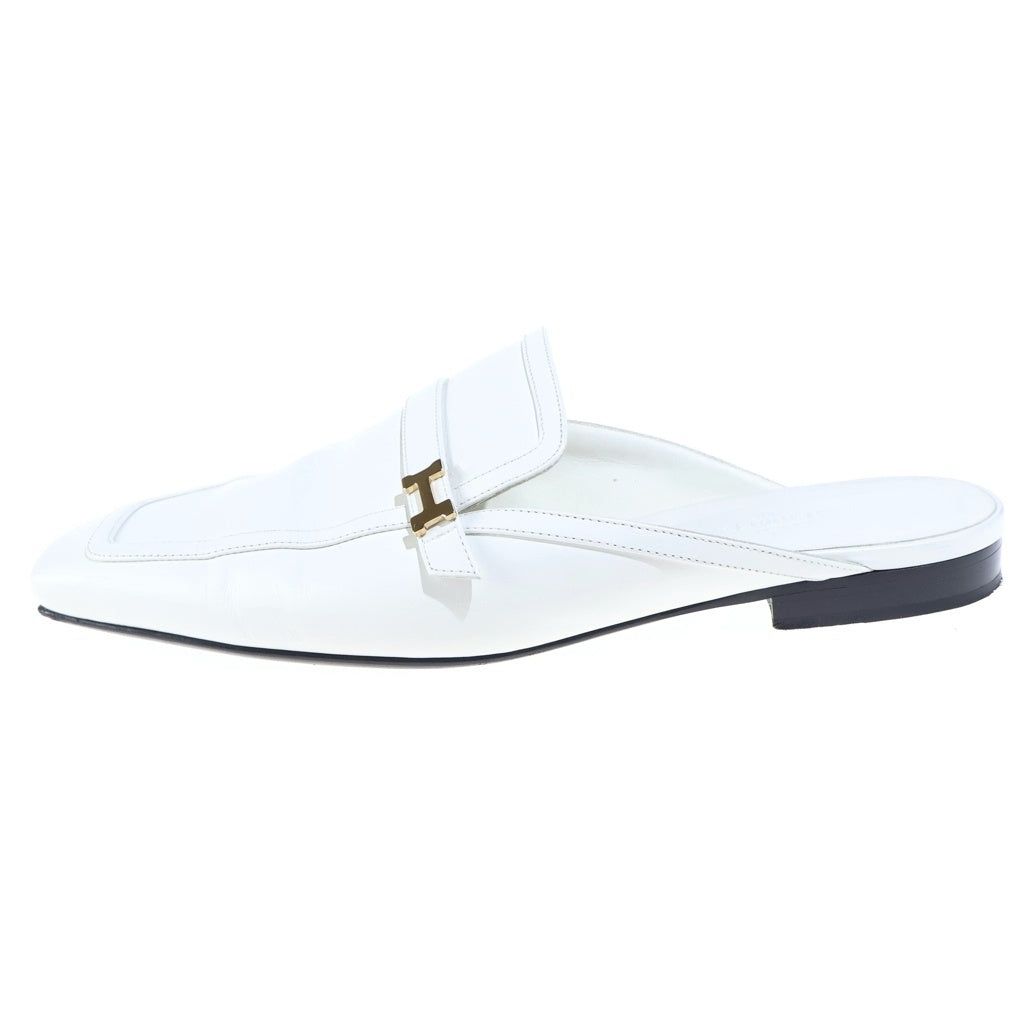 HERMES(エルメス) グルーピー レザーサンダル ホワイト #40 ゴールド金具 レディース