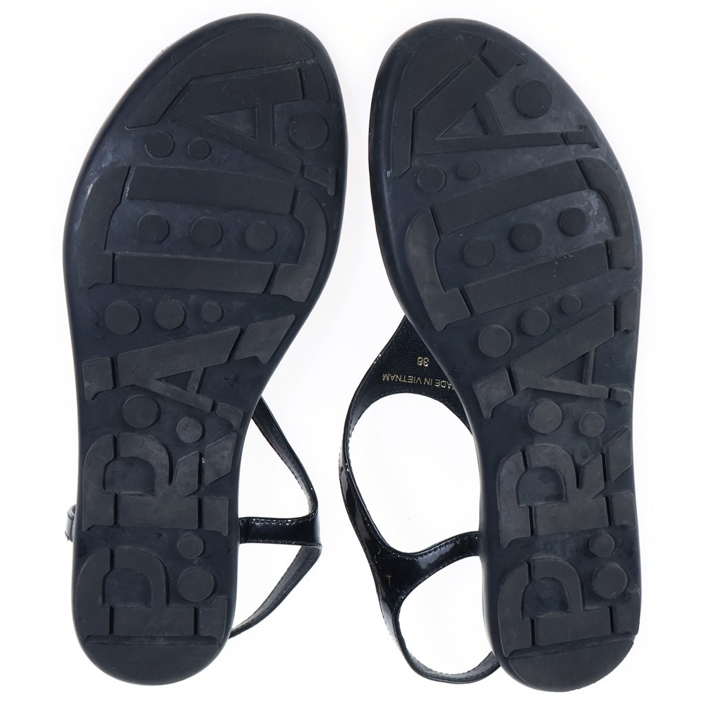 PRADA(プラダ) ロゴサンダル ブラック エナメル×レザー 1Y656l レディース