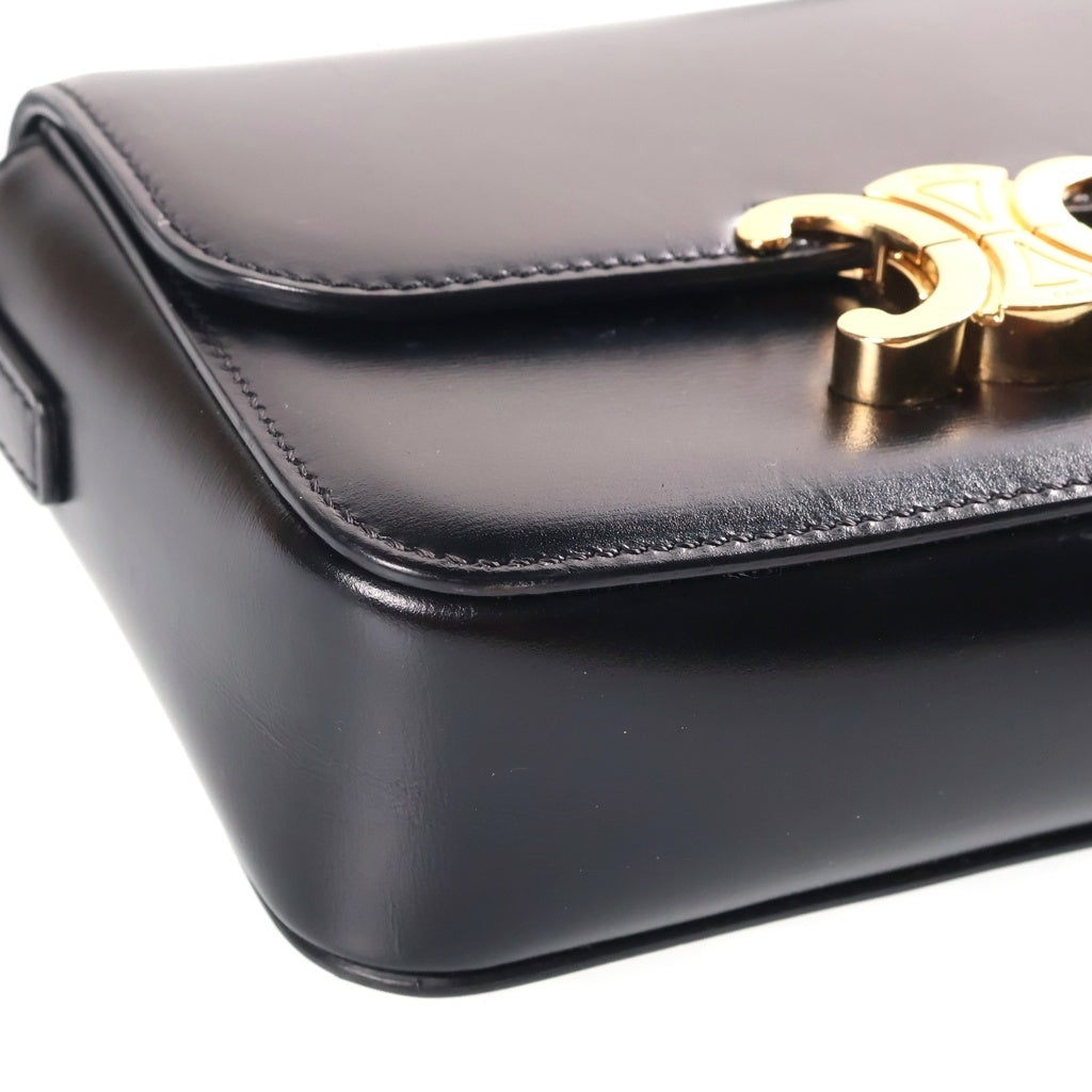 CELINE(セリーヌ) ティーントリオンフ ショルダーバッグ ゴールド金具 レザー ブラック レディース