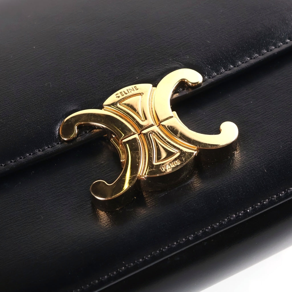 CELINE(セリーヌ) ティーントリオンフ ショルダーバッグ ゴールド金具 レザー ブラック レディース