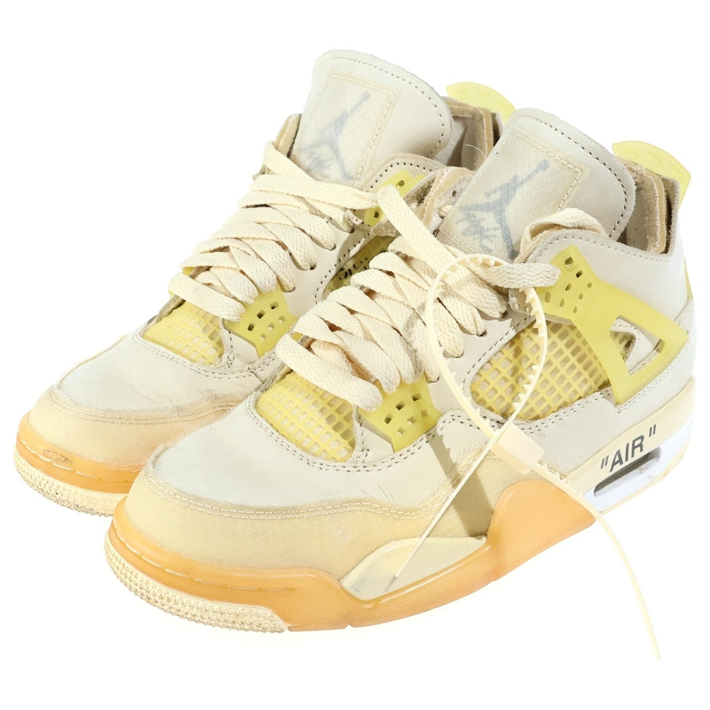 NIKE(ナイキ) Off-White Women's Air Jordan 4 SP Sail オフホワイト エアジョーダン4 スニーカー シリコン×レザー ベージュ×イエロー CV9388-100 レディース
