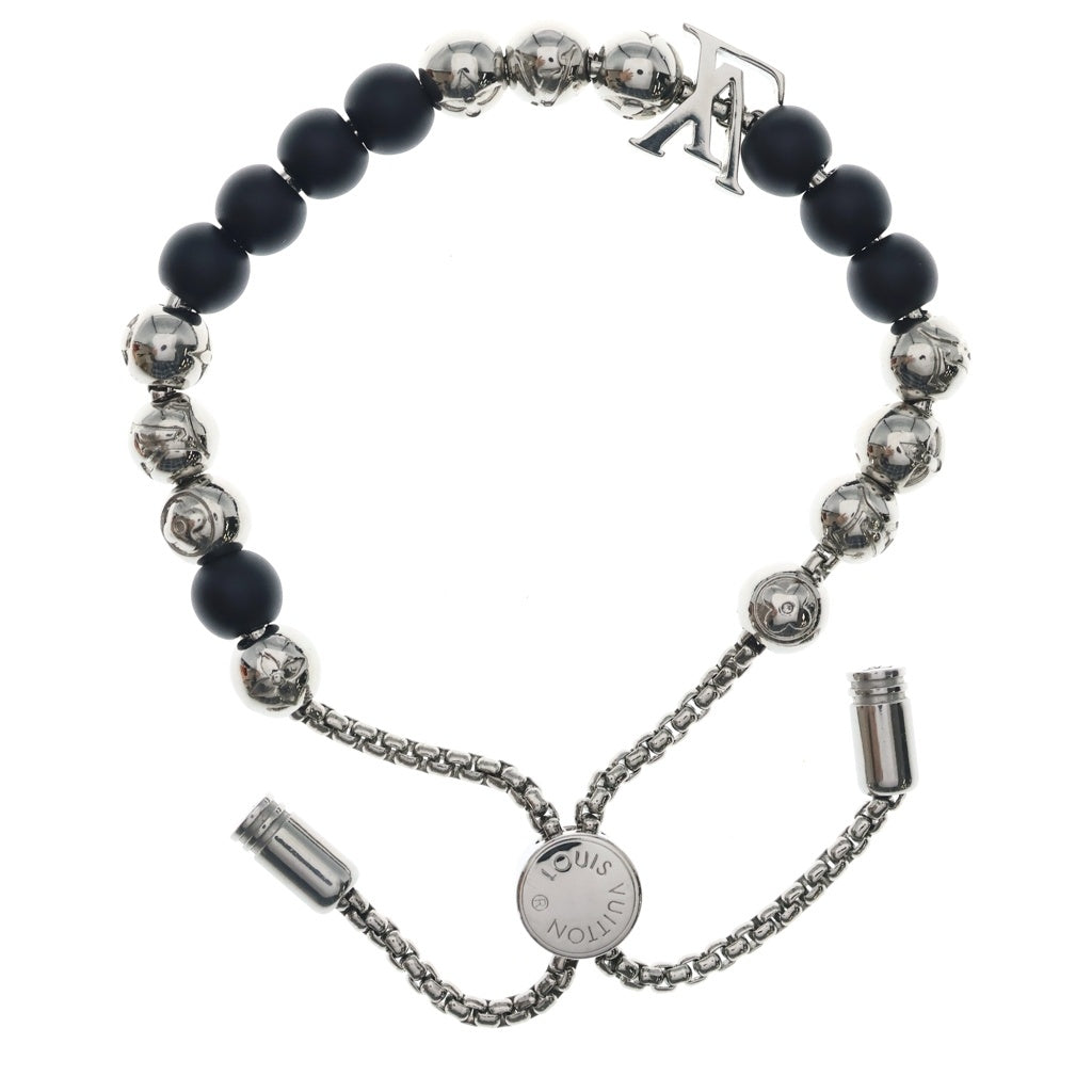 LOUIS VUITTON(ルイヴィトン) ブラスレ モノグラム ビーズ ブレスレット LVイニシャル シルバー/ブラック M00512 AK3274 レディース
