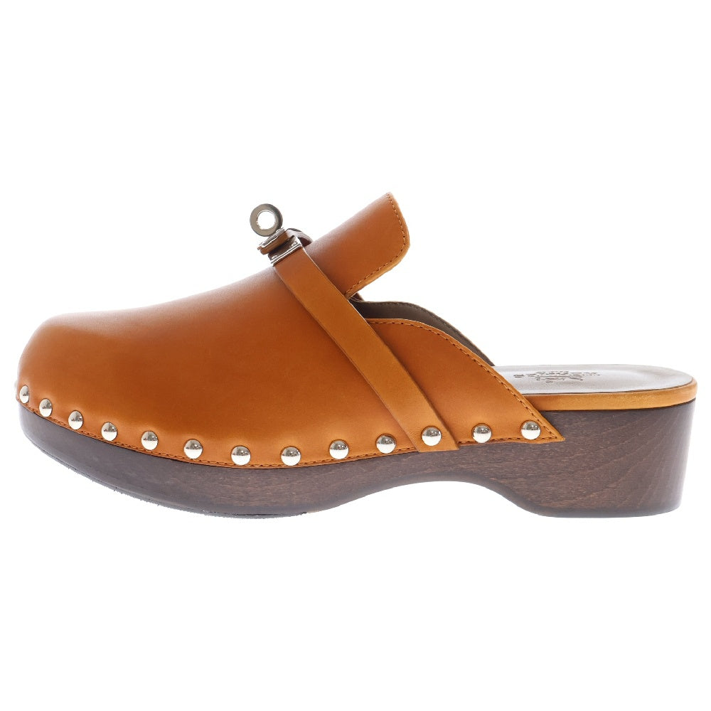 HERMES(エルメス) カルロッタ ミュール サボ サンダル ケリーバックル ブラウン レザー 36