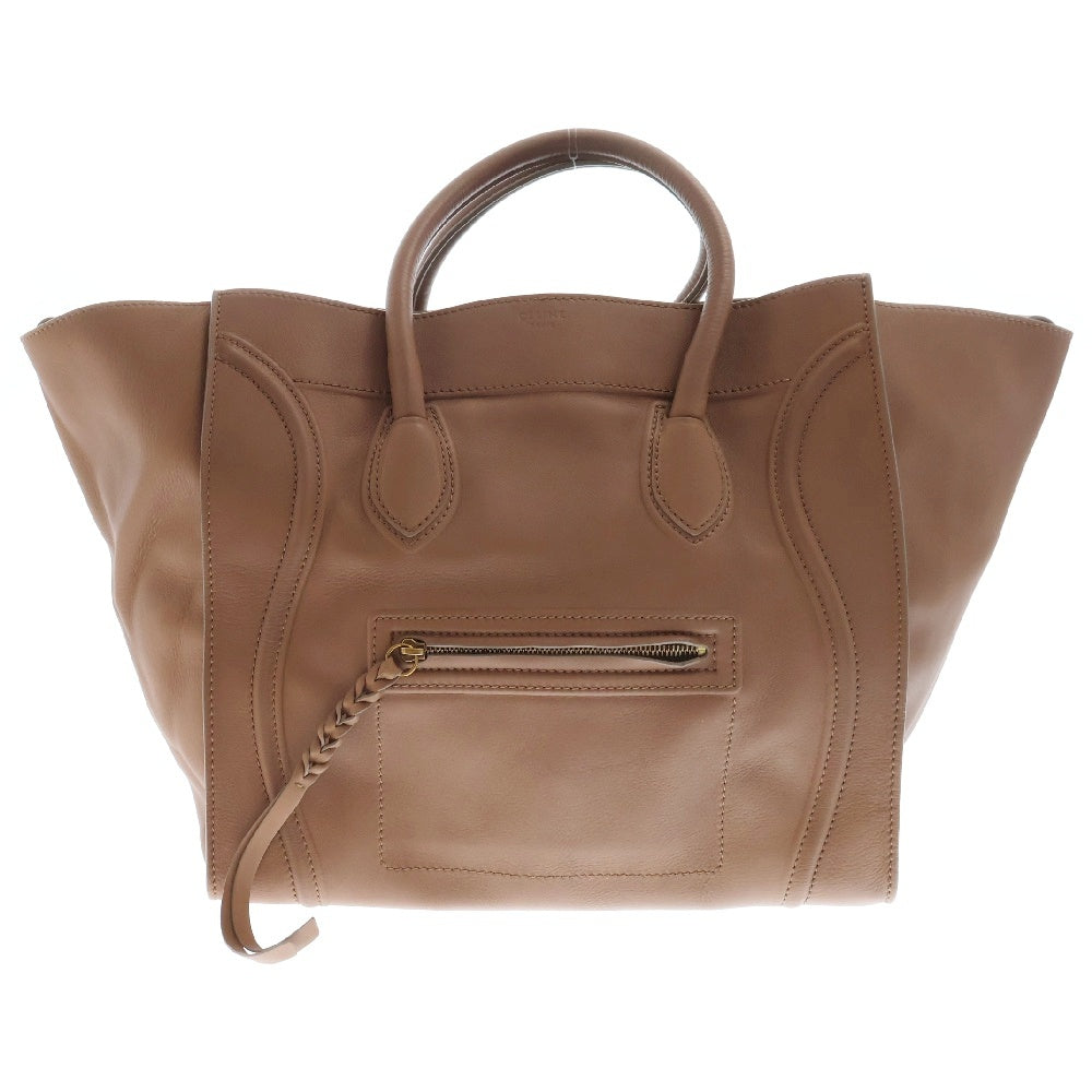 CELINE(セリーヌ) スクエア ラゲージ ファントム ブラウン レザー トートバッグ ハンドバック ゴールド金具